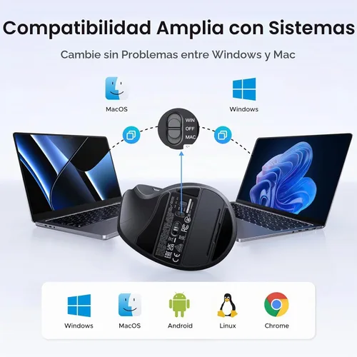 Vista 8 de UGREEN Ratón inalámbrico ergonómico, Bluetooth y 2.4G inalámbrico, clics