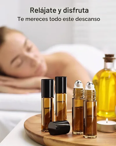 Vista 7 de ULG Rollo en botellas 0.3 fl oz botellas vacías de vidrio ámbar 4 piezas