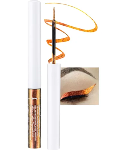 Vista 8 de Chameleon - Delineador de ojos con purpurina líquida, 1 bolígrafo dorado metálico de alta pigmentación para maquillaje para sombra de ojos, punta 01#