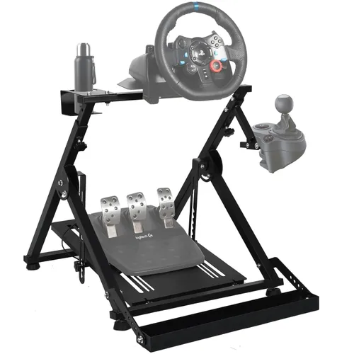 Vista 7 de Anman Sim Racing Wheel Stand with Fixed Gaming Chair's Equipment for Logitech G25G27G29G920G923 Fanatec Thrustmaster Racing Simulator Foldable