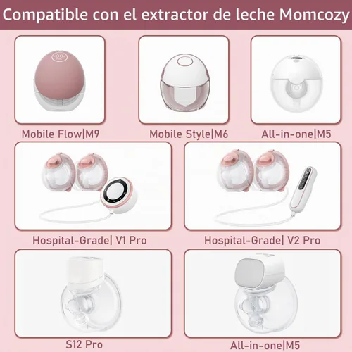 Vista 2 de 4 piezas de insertos de brida de 0.51 pulgadas compatibles con Momcozy M9/M6/M5/V1 Pro/V2 Pro/S12 Pro/S9 Pro, para piezas de repuesto de extractor