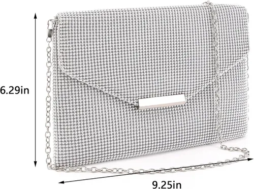 Vista 2 de Naimo Bolso cruzado con diamantes de imitación de cristal brillante bolso de mano de noche de diamante bolso para teléfono celular para fiesta