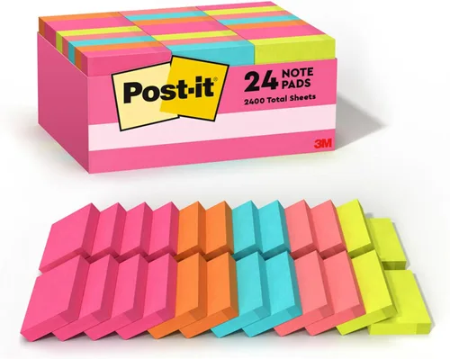 Vista 8 de Post-it Mini notas, 1 3/8 x 1 7/8 pulgadas, 24 blocs, notas adhesivas favoritas #1 de Estados Unidos, notas Poptimistic Post-it Notes, rosa intenso