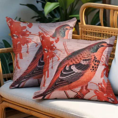 Vista 45 de Decozen Fundas de almohada decorativas con estampado de pájaros con diseño floral para decoración del hogar, sala de estar y dormitorio, funda