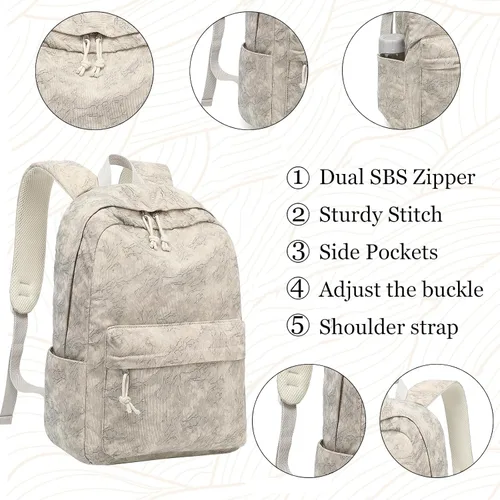 Vista 43 de LOIDOU Mochila para adolescentes y niñas, mochila escolar con lonchera y estuche para lápices, juego de bolsas escolares 3 en 1