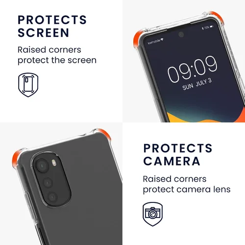 Vista 3 de kwmobile Funda cruzada compatible con Motorola Moto E32/Moto E32s - Funda transparente de TPU con correa de cordón - Negro/Transparente