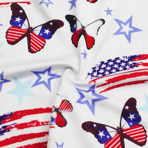 Vista 6 de Vestido de verano para niñas con tirantes delgados, vestido patriótico 4 de julio con la bandera americana