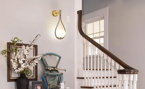 Vista 7 de Paquete de apliques de pared/luces de pared, no cableadas de latón dorado, lámparas de pared de globo de vidrio blanco, lámpara inalámbrica