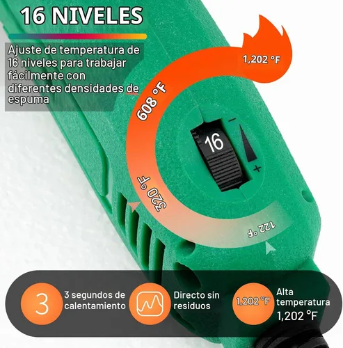Vista 4 de Cuchillo Eléctrico de 300W Refrigerado por Aire - Herramienta de Corte de Espuma con Cuchillas y Accesorios Utilice el Cortador de Espuma