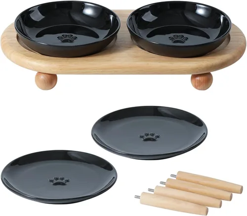 Vista 8 de Havniva Cuencos elevados para gatos, juego de cuencos de comida y agua para Blanco