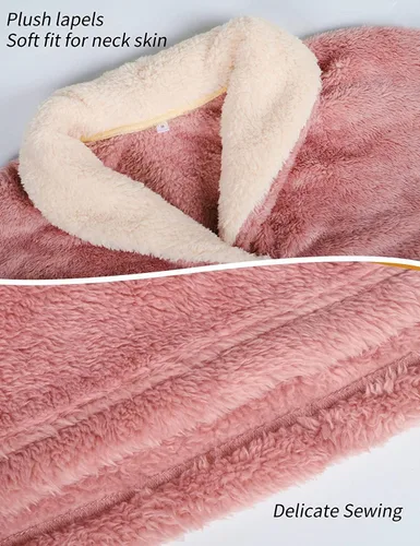 Vista 6 de BTPEIHTD Conjunto de pijama mullido para mujer, ropa de dormir de forro polar, sudadera de gran tamaño y pantalones sueltos