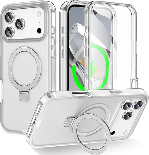 Vista 33 de Funda de cuerpo completo a prueba de golpes para iPhone 13 Pro con soporte magnético invisible [compatible con MagSafe] protector de pantalla