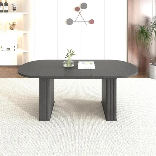 Vista 11 de Mesa de comedor extensible de 62.99 a 78.7 pulgadas para 6, 8 y 10, moderna mesa expandible de cocina de madera de granja, mesas de conferencias