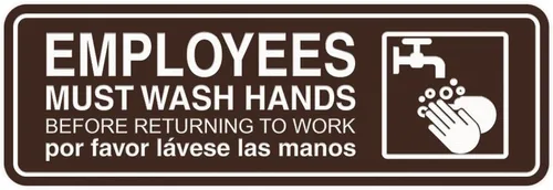 Vista 25 de Standard Employees Must Wash Hands - Letrero para puerta/pared, color negro, pequeño