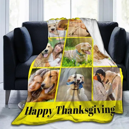 Vista 15 de HooSo Manta Personalizada para Cama con Fotos y Texto, Mantas Personalizadas con Collage de Fotos para Regalo de Cumpleaños Familiar y Boda, Collage