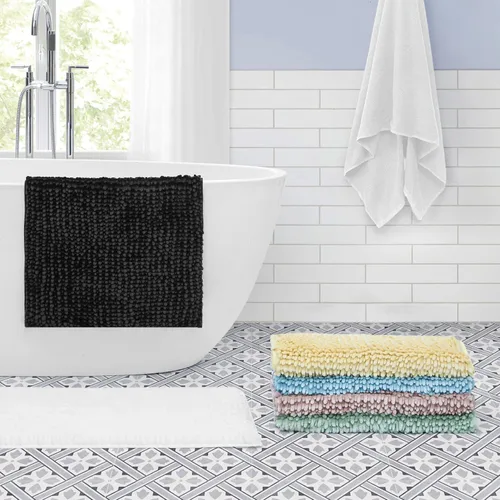 Vista 8 de Laura Ashley - Juego de 2 tapetes de baño de chenilla suave, 20 x 34 pulgadas, color azul