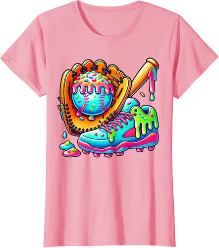 Vista 9 de Ice Cream Drip Baseball Stuff Baseball Drip For Boys Graphic T-Shirt, Negro -, Pequeña