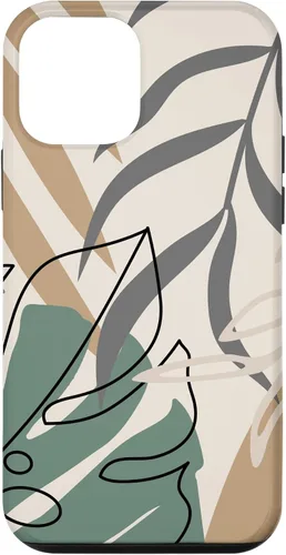 Vista 16 de Funda abstracta minimalista exótica para iPhone 16 Tropical Botanical Beige Brown