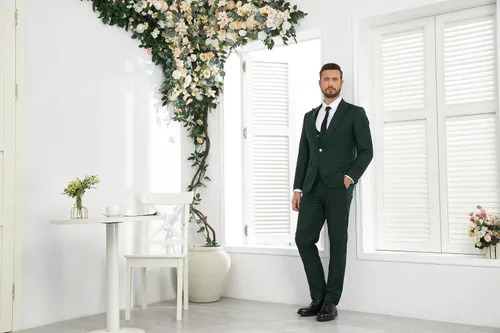 Vista 6 de Wangyue Trajes de 3 piezas para hombre, trajes ajustados para hombres, esmoquin de boda, traje de graduación, negocios formales