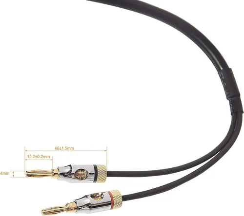 Vista 2 de Amazon Basics Cable de altavoz Banana Plug 16 AWG, clasificación CL2 con tapones de punta de plátano chapados en oro (0.157 pulgadas), cable