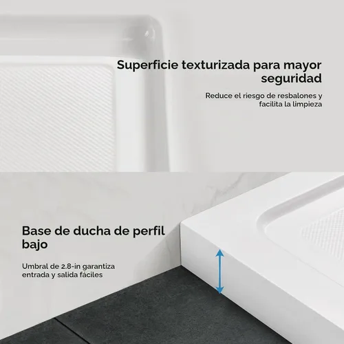 Vista 9 de OVE Decors - Base de ducha de 48 x 32 pulgadas, drenaje reversible, color blanco