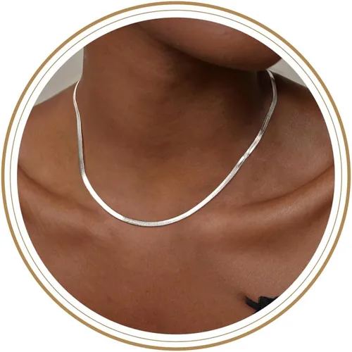 Vista 13 de DEARMAY - Collares de oro bañado de 14 quilates para mujer, delicado collar de gargantilla de espiga de oro, collar de serpiente en capas finas