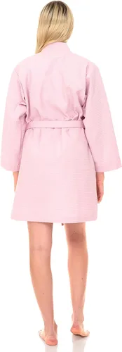 Vista 2 de TowelSelections Bata de spa corta para mujer, kimono de tejido gofre XS-3X