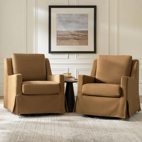 Vista 9 de HULALA HOME Silla mecedora giratoria, silla mecedora giratoria de granja con funda lavable, sillón tapizado de tela con cojines rellenos de plumón