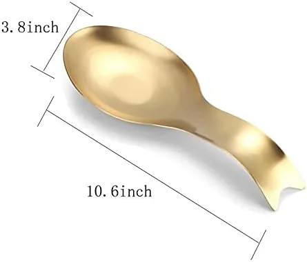 Vista 2 de 2 soportes dorados para cucharas de acero inoxidable para encimera de estufa Oro