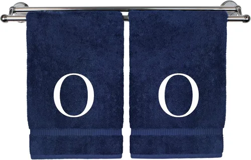 Vista 142 de Toalla de mano monogramada, regalo personalizado, juego de 2 - Toalla bordada con letra de bloque dorada - Extra absorbente 100% algodón turco