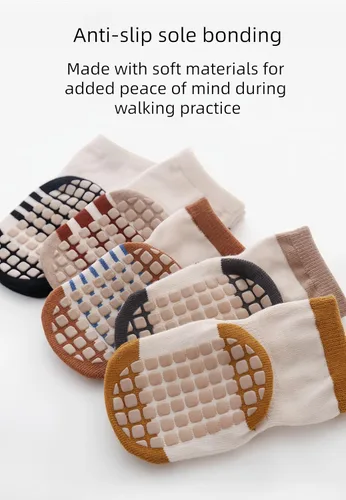 Vista 6 de Calcetines para bebé, antideslizantes, mezcla de algodón, elásticos, unisex para niños y niñas, de 0 a 5 años (paquete de 2 pares)