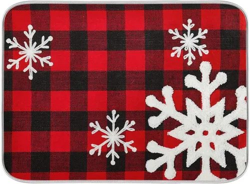 Vista 22 de Tapete de secado de platos Wamika con lazo negro para encimera de cocina 16x18, lazo de moño coqueto, tapete rectangular pequeño de secado