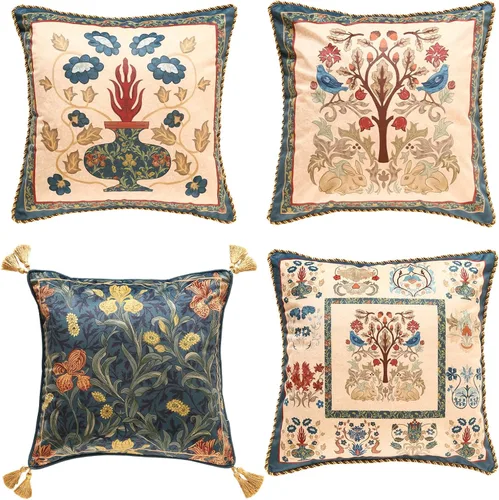 Vista 12 de Patdrea Designer - Juego de 4 fundas de almohada de terciopelo vintage, diseño de Botticelli Elegant Lumbar Ruffle Pillow Case with Zipper,Green