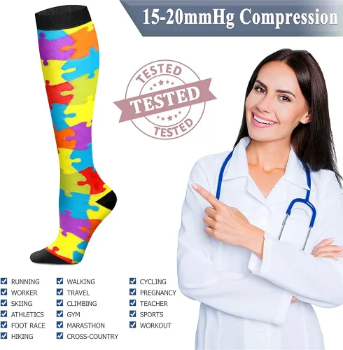 Vista 6 de QUXIANG Calcetines de compresión de cobre para mujer y hombre (8 pares) Lo mejor para correr atletismo ciclismo 15-20 mmHg, Cobre