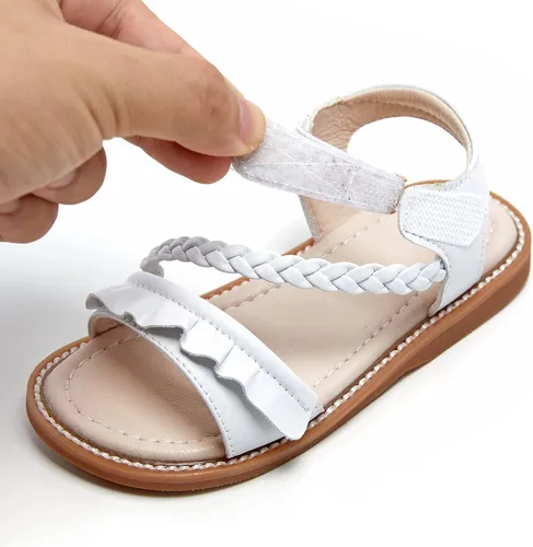 Vista 8 de GINFIVE Sandalias de punta abierta para niños y niñas pequeñas, zapatos planos