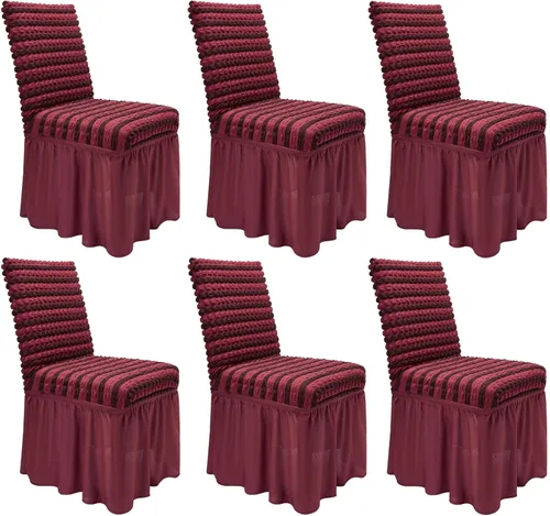 Vista 46 de NICEEC - Juego de 2 fundas para sillas de comedor de alta elasticidad, fundas removibles para sillas de comedor con falda, fundas protectoras