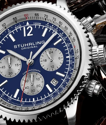 Vista 5 de Stuhrling Original Reloj de vestir para hombre - Reloj de pulsera cronógrafo con taquímetro subdial de 24 horas
