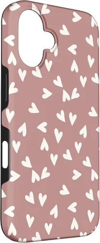 Vista 3 de Simple Chic Boho Heart Pattern - Carcasa para iPhone 16, color rosa polvoriento