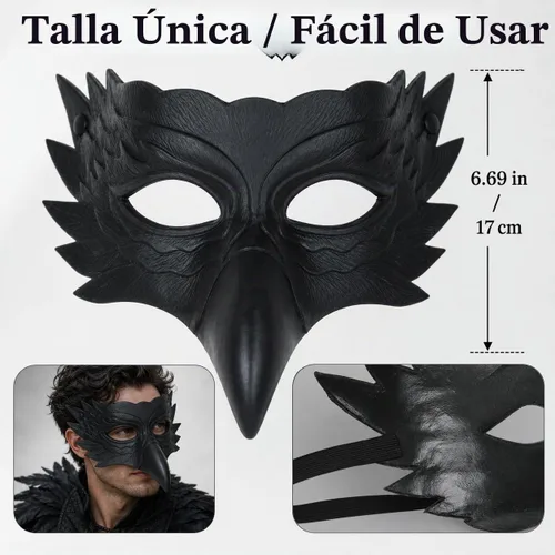 Vista 6 de MCJC Máscara de pájaro de Halloween, máscara de águila, máscara de cuervo, accesorio de disfraz
