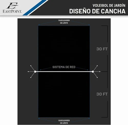 Vista 6 de EastPoint Sports Red de repuesto para voleibol con cable de alta resistencia, cintas laterales reforzadas y material resistente a la intemperie