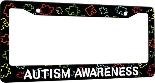 Vista 7 de Marco de matrícula de concientización sobre el autismo, material de acero inoxidable, 6 x 12 pulgadas