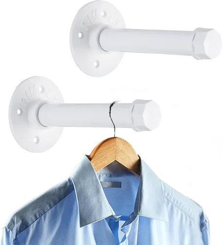 Vista 20 de Sumnacon 2 Piezas Barra de Ropa de Tubo Industrial de 5.9 Pulgadas – Perchero de Metal Rústico de Servicio Pesado con Tornillos, Soporte para Ropa
