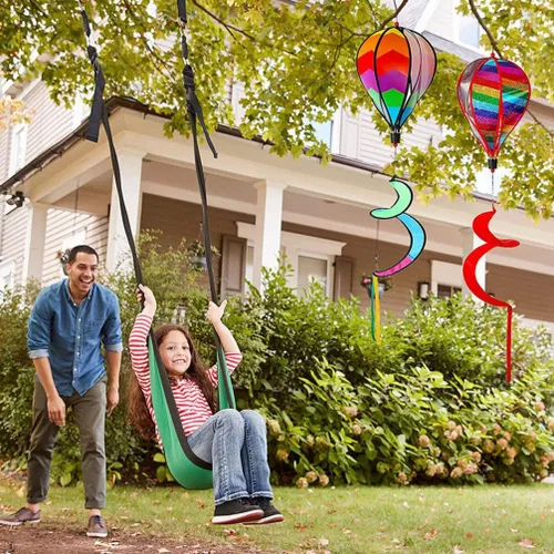 Vista 5 de 2 piezas de globos de decoración Windsock globo de aire caliente globo de aire caliente molino de viento adornos decoraciones de patio hilanderos