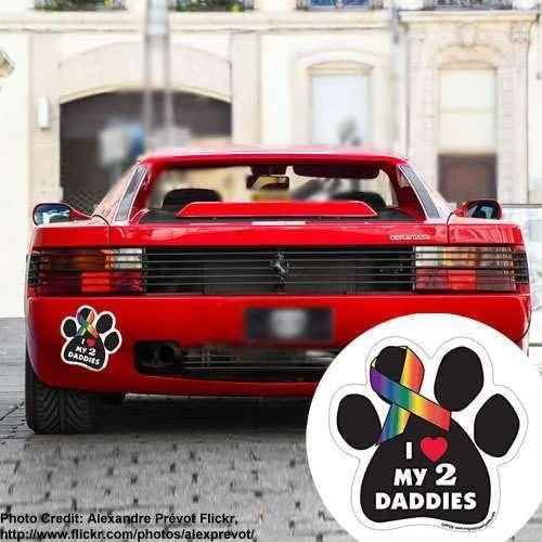 Vista 2 de I Heart My 2 Daddies - Cinta de apoyo en forma de pata para coche, camión y buzón