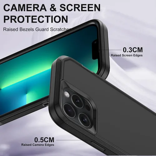 Vista 3 de Funda para iPhone 13 Pro con 2 protectores de pantalla, protección contra caídas a prueba de golpes, cuerpo completo, resistente, 3 capas, militar