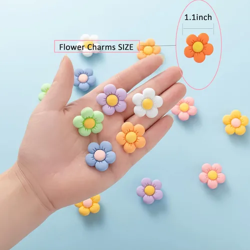 Vista 6 de LOMOYATO Dijes de flores para zapatos de cocodrilo, sandalias, pulseras, accesorios de decoración, bonitos dijes de zapatos de diseñador para niñas