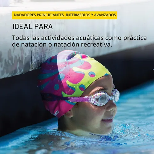 Vista 5 de FINIS Gorra de silicona de sirena, divertido gorro de natación para niños con un ajuste universal, gorra de natación 100% de silicona con borde