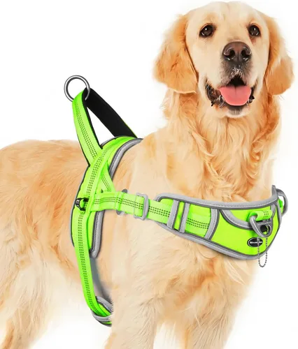 Vista 7 de ADVENTUREMORE Arnés para perro mediano - sin tirones, chaleco reflectante ajustable con asa de clip frontal para entrenamiento y caminata - Negro