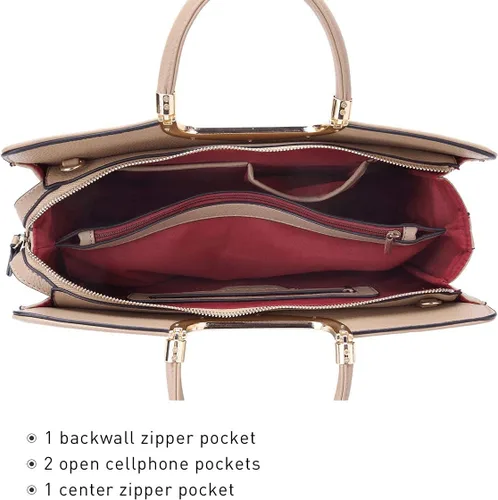 Vista 5 de Bolso de mano para mujer con asa superior, bolso de hombro, bolso tipo tote, cartera con billetera a juego