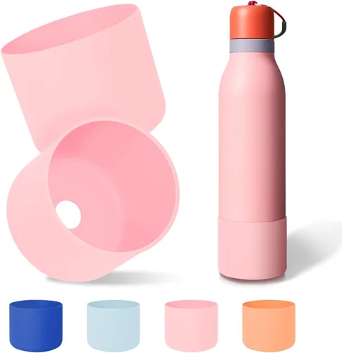Vista 49 de 2 botas de silicona superiores para Owala FreeSip Twist de 24 onzas, funda inferior resistente a los arañazos, accesorios de botella de Owala